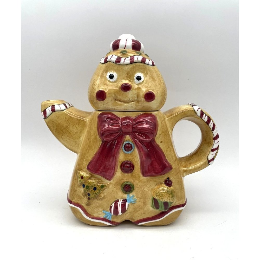 Vtg. Laurie Gates Gingerbread Man Christmas Treat Collection Teapot